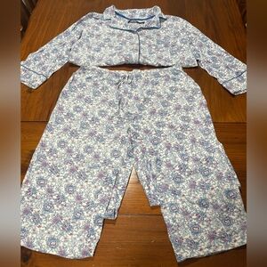 Lauren Ralph Lauren Black Label Womens Blue Pink Floral Paisley Pajama Set Sz M